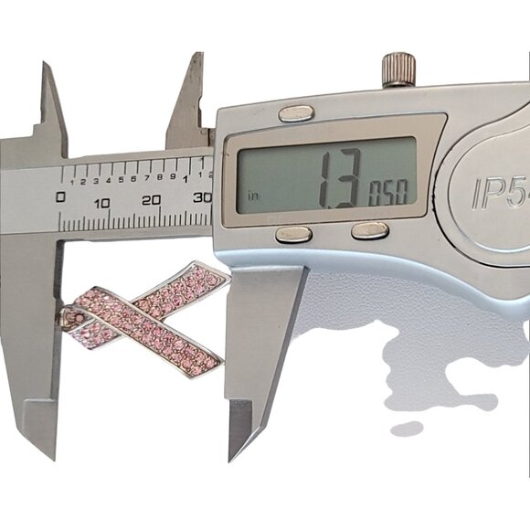 Givenchy Silver Tone Pink Rhinestone Ribbon Pin Brooch, Signed M527 - Picture 7 of 8